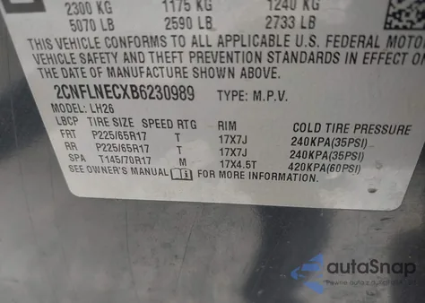 2011 Chevrolet Equinox 2Lt из США, поврежденный, VIN 2CNFLNECXB6230989